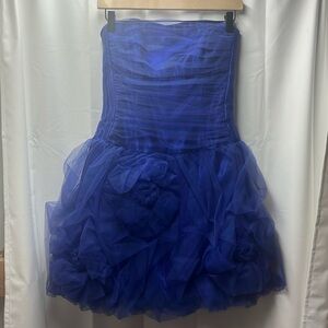Vintage Jessica McClintock for Gunne Sax Blue Iridescent Bubble Prom Dress- 7